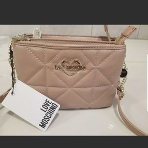 LOVE MOSCHINO ❤ Quilted  Crossbody Bag Taupe NWT